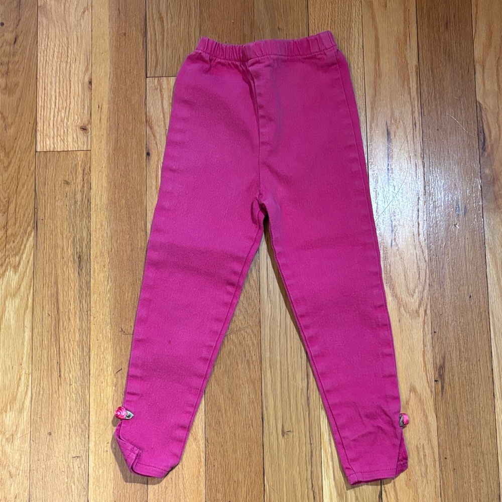 Vintage 1990s Sunset‎ West Barbie Pink Rosette Stretch Skinny Jeans